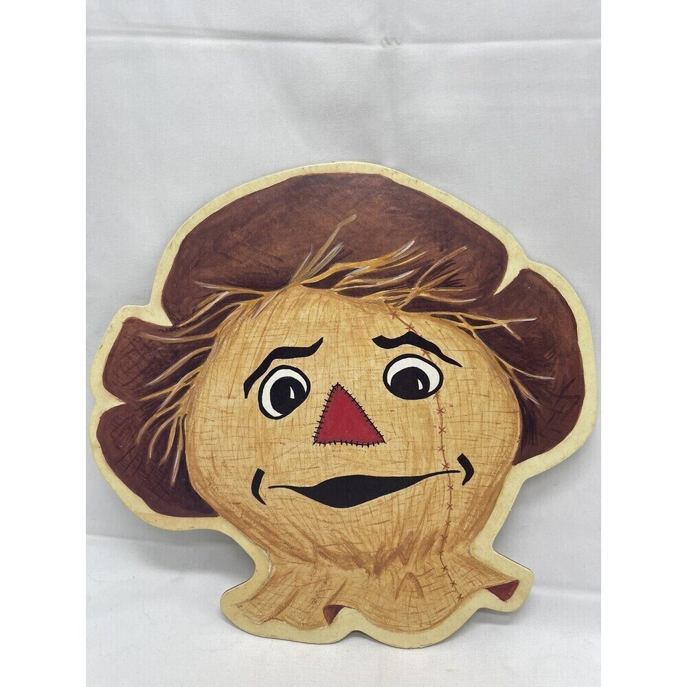 Vintage HALLOWEEN Scarecrow Head Fall Wall Decoration Die Cut 11” USA